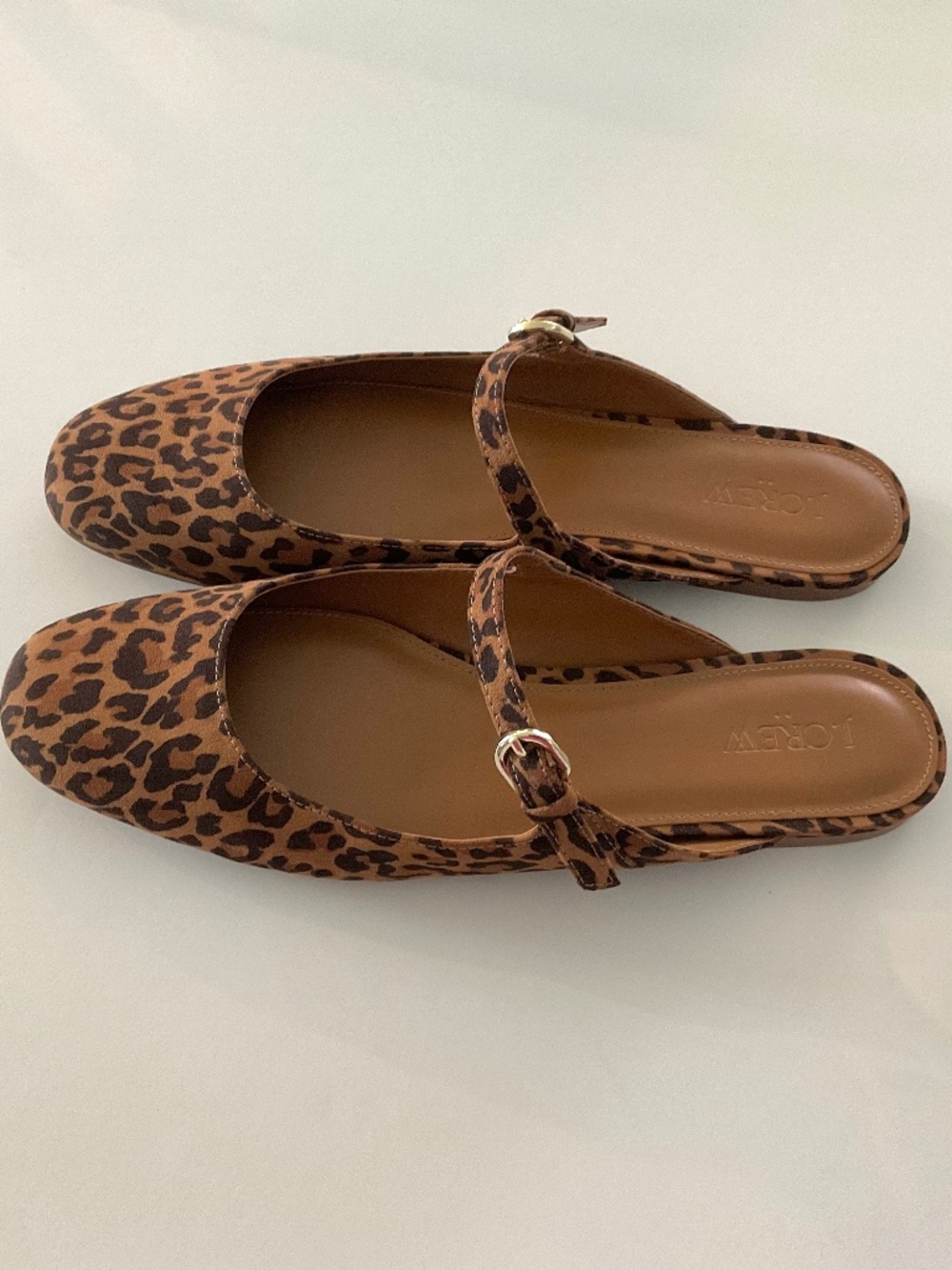 J.Crew Leopard Mary Jane Flat Mules Brown Black Size 10 - Picture 3 of 9